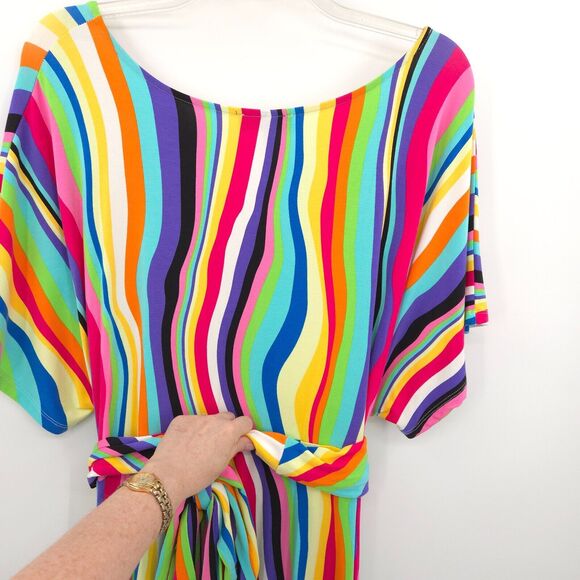 Eloquii striped Wrap Around Dress Womens Plus Size 16 rainbow stretch knit - Picture 10 of 11